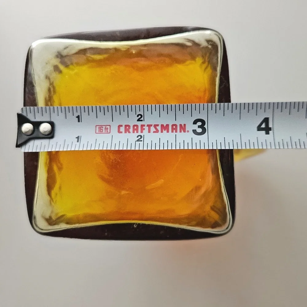 Vtg Blenko 603 Tangerine Amberina Square Hand Blown Art Glass Pitcher